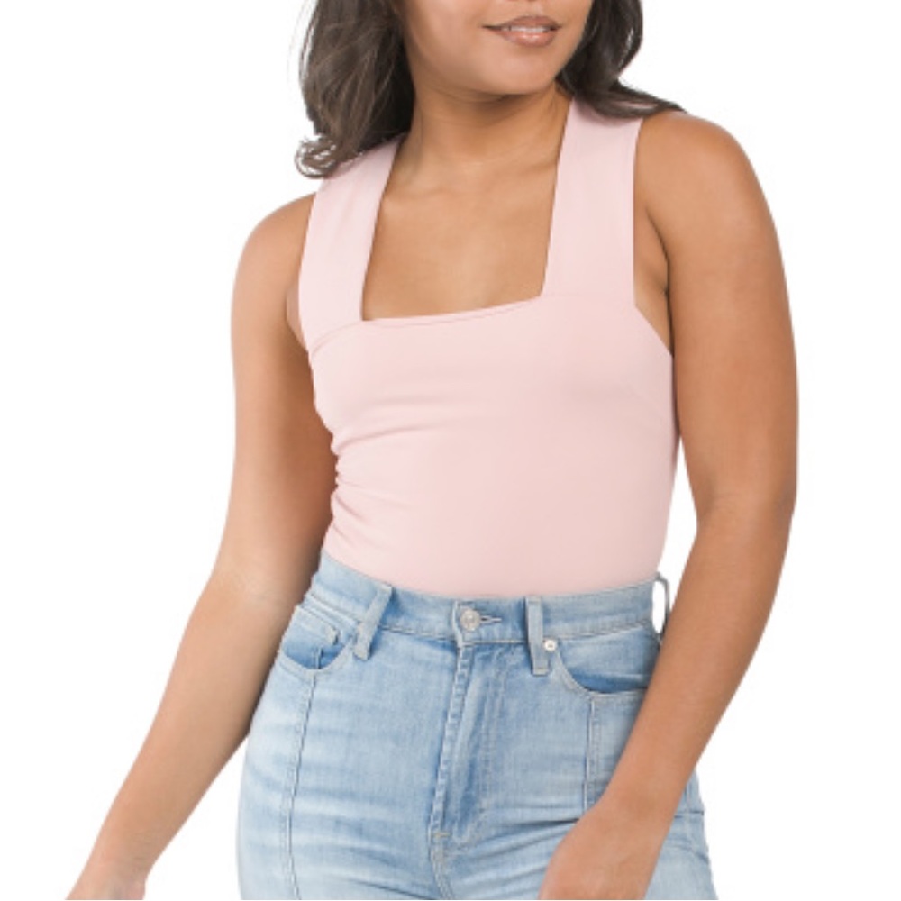 Free People She’s So Sleek Bodysuit Square Neck Women’s Large Pink NWT